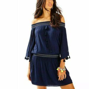 NWT Lilly Pulitzer Off The Shoulder Joelle Dress True Navy